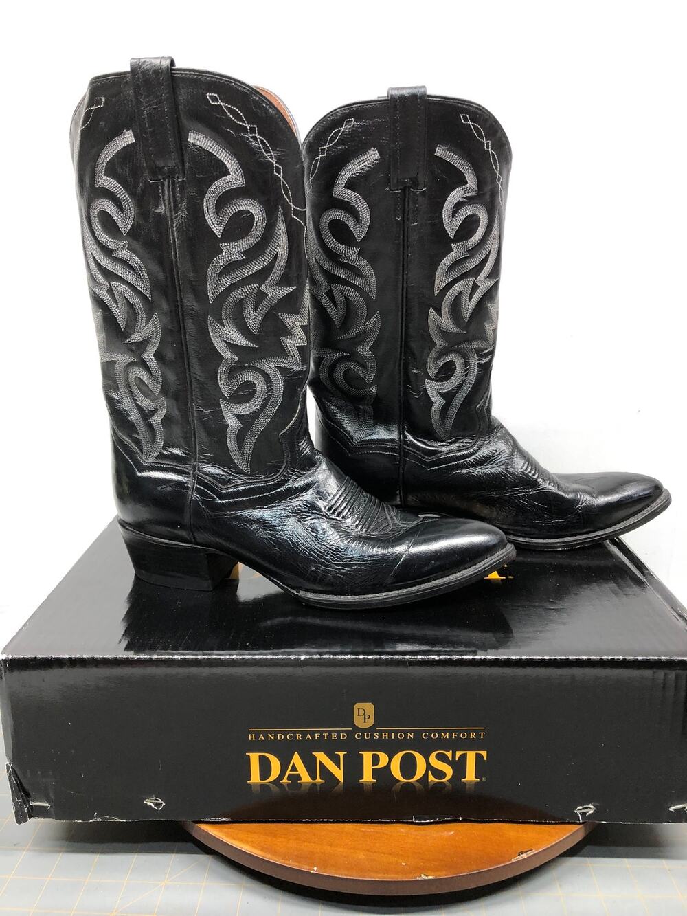 Dan Post DP110J Black Leather Mignon Corona Cowboy Boots Men's Size 10.5 D W/Box
